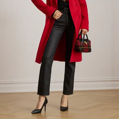 Ralph Lauren Coated High-rise Straight Ankle Jean In Black