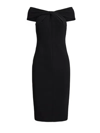 Ralph Lauren Off-shoulder Twist-detail Midi Dress In Black
