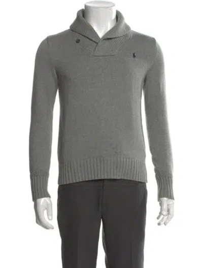 Pre-owned Ralph Lauren Collar Long Sleeve Polo Sweater In Gray