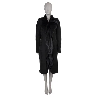 Pre-owned Ralph Lauren Collection Black Shearling Coat Jacket 1 S
