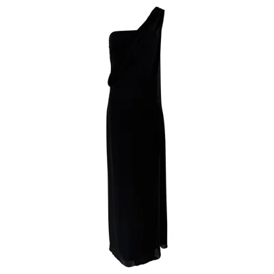 Pre-owned Ralph Lauren Collection Black Silk Strapless Gown And Chiffon Drape Overlay 4