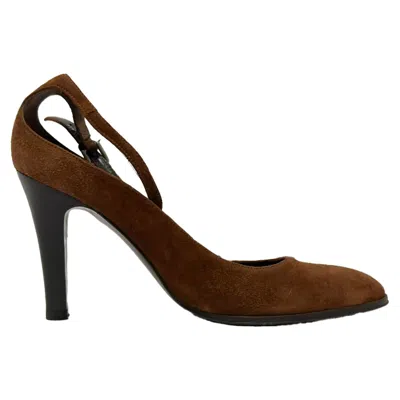 Ralph Lauren Collection Buckle Pumps In Brown Leather And Suede