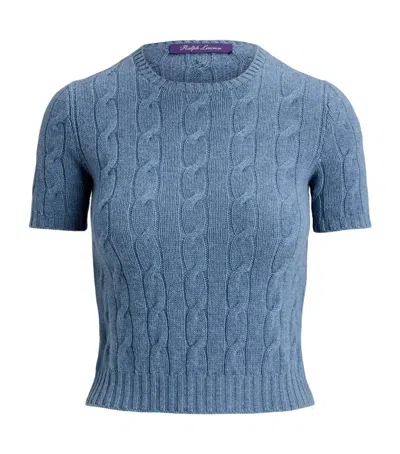 Ralph Lauren Collection Cashmere Cable-knit Cropped Sweater In Blue