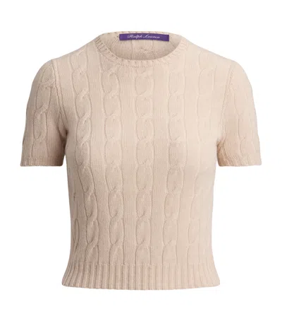 Ralph Lauren Collection Cashmere Cable-knit Cropped Sweater In Neutral