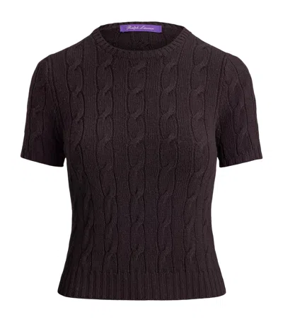 Ralph Lauren Collection Cashmere Cable-knit Cropped Sweater In Purple
