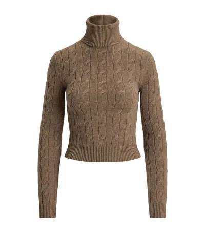 Ralph Lauren Collection Cashmere Cable-knit Rollneck Sweater In Brown