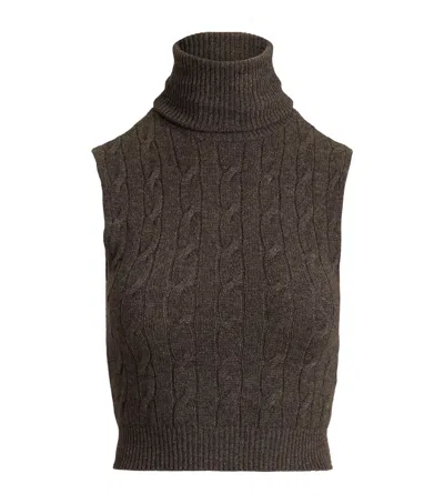 Ralph Lauren Collection Cashmere Cable-knit Sweater Vest In Brown