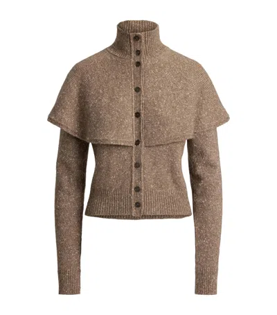 Ralph Lauren Collection Cashmere Cape-overlay Cardigan In Beige