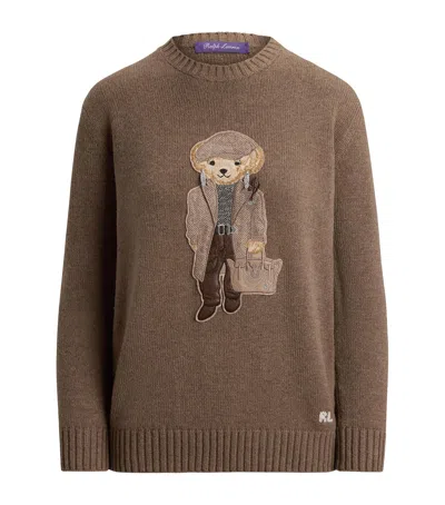 Ralph Lauren Collection Cashmere Fall Polo Bear Sweater In Brown
