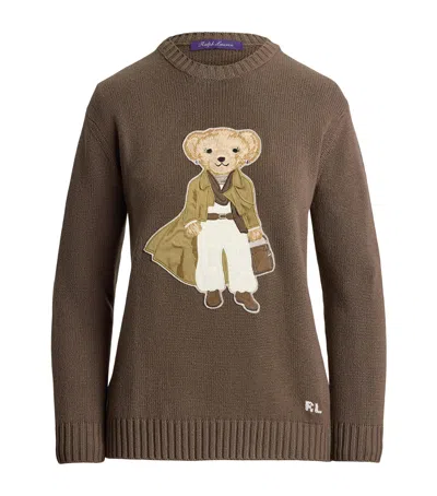 Ralph Lauren Collection Cashmere Polo Bear Sweater In Brown