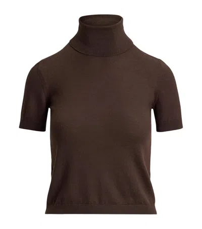 Ralph Lauren Collection Cashmere Short-sleeve Sweater In Brown