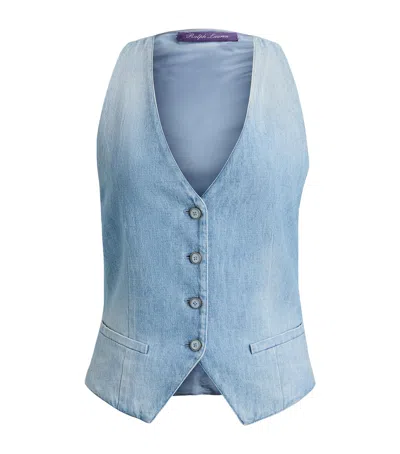 Ralph Lauren Collection Cotton Denim Clarissa Waistcoat In Blue