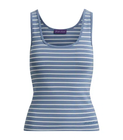 Ralph Lauren Collection Cotton-blend Ellis Striped Tank Top In Brown