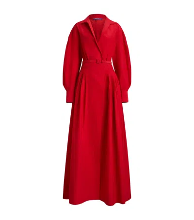 Ralph Lauren Collection Cotton-blend Poplin Daley Maxi Shirt Dress In Red