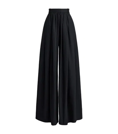 Ralph Lauren Collection Cotton-blend Poplin Vanessa Wide-leg Trousers In Black