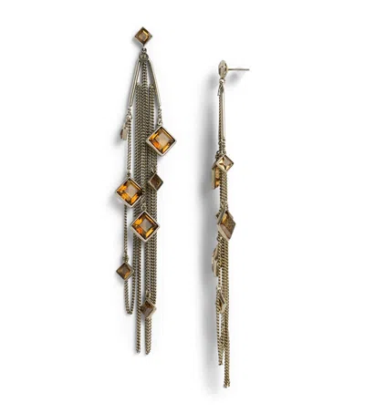Ralph Lauren Collection Crystal Embellished Earrings In Silver