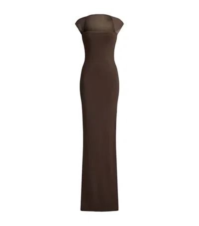 Ralph Lauren Collection Jersey Waverley Maxi Dress In Brown