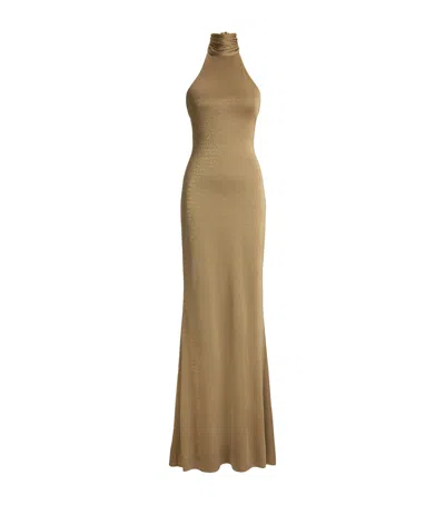 Ralph Lauren Collection Kelsie Metallic Maxi Dress In Gold