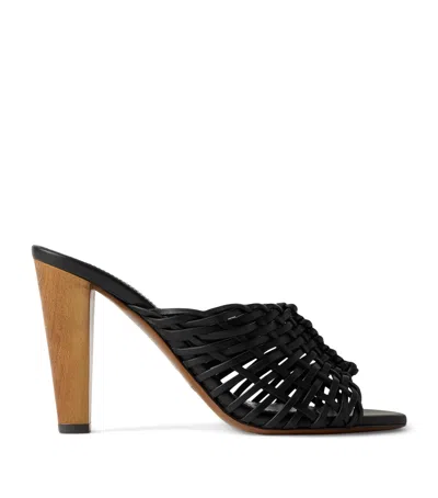 Ralph Lauren Collection Lamb Leather Heeled Mules In Black
