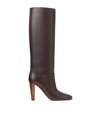Ralph Lauren Collection Leather Bryne Knee High Boots 95 In Brown