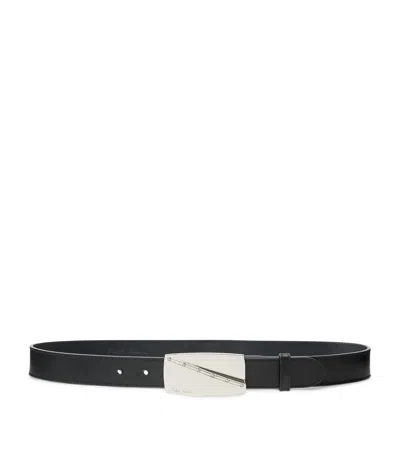 Ralph Lauren Collection Leather Buckle Belt In Black