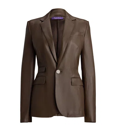Ralph Lauren Collection Leather Parker Blazer In Brown