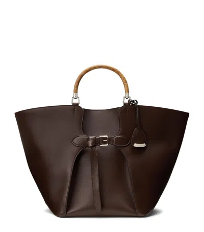 Ralph Lauren Collection Leather Ralph Tote Bag In Brown