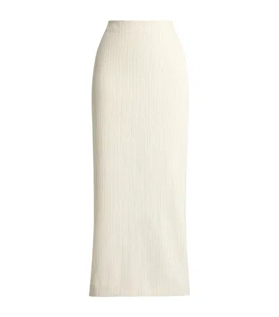 Ralph Lauren Collection Leather Regena Midi Skirt In White
