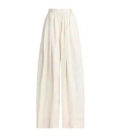 Ralph Lauren Collection Leather Vanessa Wide-leg Trousers In White