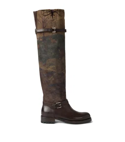 Ralph Lauren Collection Leather Waylon Scenic Boots In Brown