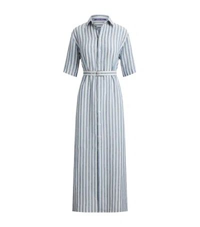 Ralph Lauren Collection Linen Carol Shirt Dress In Blue
