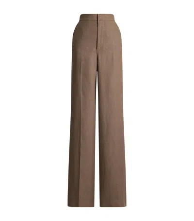 Ralph Lauren Collection Linen Dean Ii Trousers In Brown