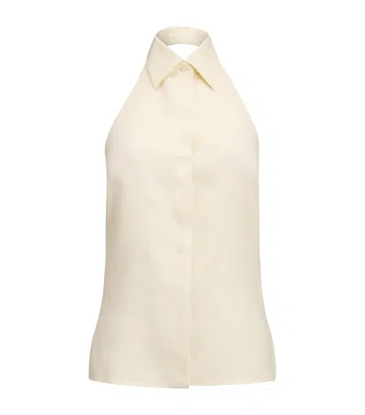 Ralph Lauren Collection Linen Eldred Sleeveless Top In Neutral