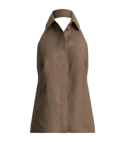 Ralph Lauren Collection Linen Eldred Sleeveless Top In Brown