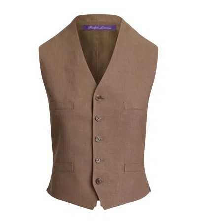 Ralph Lauren Collection Linen Jaiden Waistcoat In Brown