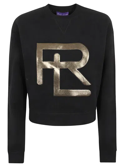 Ralph Lauren Collection Logo Detailed Crewneck Sweatshirt In Black