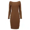 Polo Ralph Lauren Collection Long Sleeve Dress In Brown Cotton In Brown