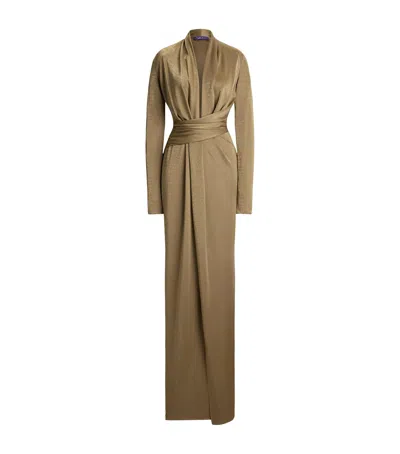 Ralph Lauren Collection Metallic Jersey Ashten Maxi Dress In Gold