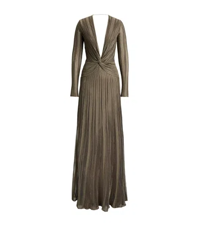Ralph Lauren Collection Metallic Silk Dabney Gown In Gold
