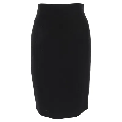 Ralph Lauren Collection Midi Pencil Skirt In Black Wool
