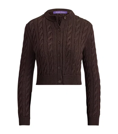 Ralph Lauren Collection Mulberry Silk Cropped Cardigan In Brown