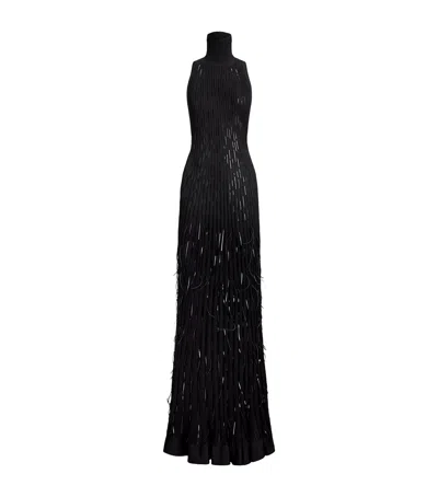 Ralph Lauren Collection Mulberry Silk Embellished Maxi Dress In Black
