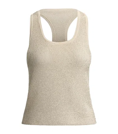 Ralph Lauren Collection Mulberry Silk Embellished Tank Top In Neutral