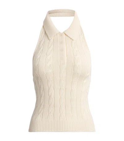 Ralph Lauren Collection Mulberry Silk Halterneck Polo Sweater In Neutral