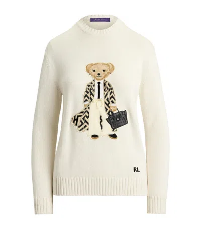 Ralph Lauren Collection Mulberry Silk Polo Bear Sweater In Neutral
