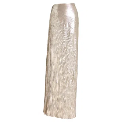 Pre-owned Ralph Lauren Collection Purple Label Duvall Metallic Pliss� Maxi Evening Skirt