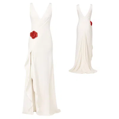 Pre-owned Ralph Lauren Collection Purple Label Evening Gown With Red Flower S/s 2012 Sz 6