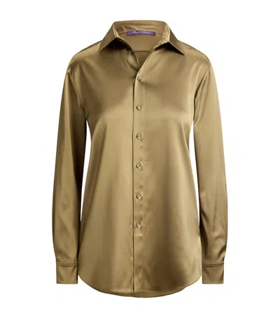 Ralph Lauren Collection Satin Adrien Shirt In Brown