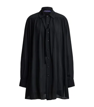Ralph Lauren Collection Satin Karmen Oversized Shirt In Black