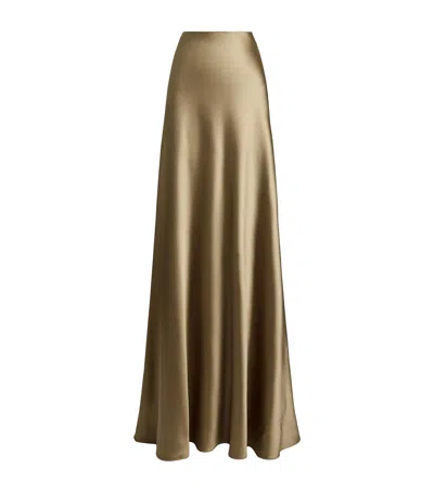 Ralph Lauren Collection Satin Masina Maxi Skirt In Green